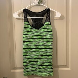 No Boundaries Green/Black Striped Gym Tank NWOT